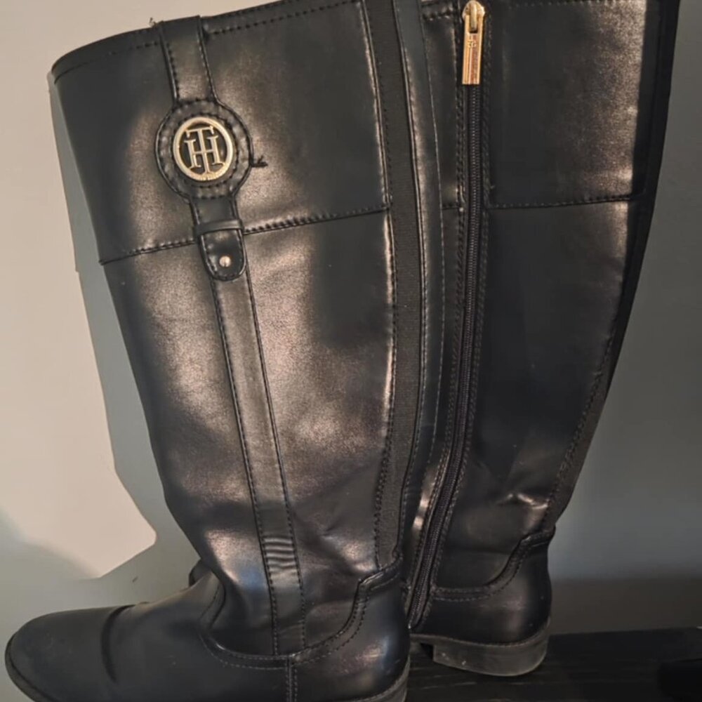 Tommy Hilfiger Black Knee-High Riding Boots